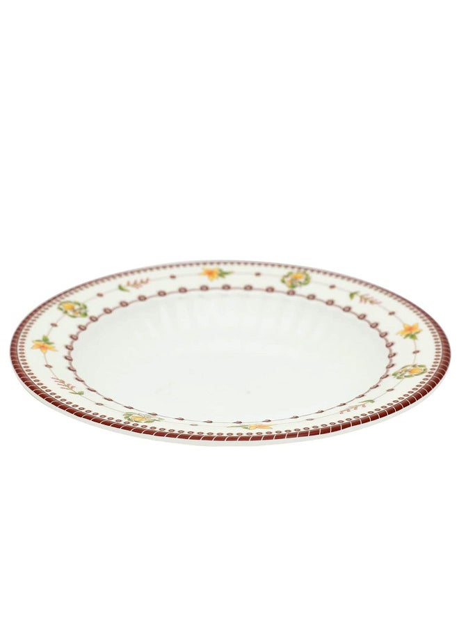 Narjis 12-Piece Melamine Deep Plate Set 26CM White/Maroon  - Image 2