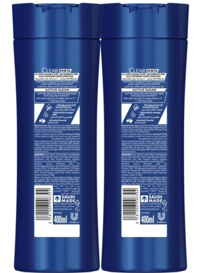 كلير مين شامبو كلير مين كومبليت كير 3 في 1 للشعر والوجه والجسم مع الفحم النشط لشعر خالٍ من القشرة بنسبة 100% وبشرة رطبة، عبوة من قطعتين، 400 مل، أبيض - Image 3