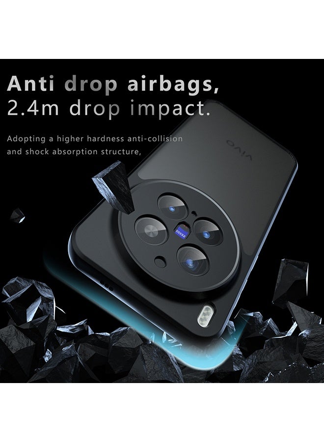 قضية لفيفو X300 برو 5G ، غطاء هاتف رقيق واقي للظهر الشفاف ، مكافحة بصمات الأصابع ، حماية ضد السقوط ، قضية مقاومة للصدمات لفيفو X300 برو 5G (أسود) - Image 2