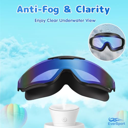 EverSport 2 Pack Kids Swim Goggles Frame Less Design Anti-fog UV Protection Clear Wide Vision No Leak, Water Pool Swimming Goggles for kids 6-14 8-14 8-12 Youth Children Boys Girls - Image 4