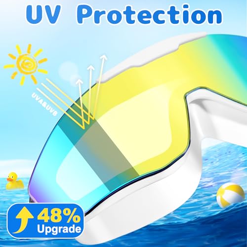 EverSport 2 Pack Kids Swim Goggles Frame Less Design Anti-fog UV Protection Clear Wide Vision No Leak, Water Pool Swimming Goggles for kids 6-14 8-14 8-12 Youth Children Boys Girls - Image 5