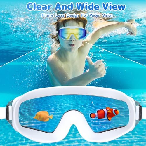 EverSport 2 Pack Kids Swim Goggles Frame Less Design Anti-fog UV Protection Clear Wide Vision No Leak, Water Pool Swimming Goggles for kids 6-14 8-14 8-12 Youth Children Boys Girls - Image 3