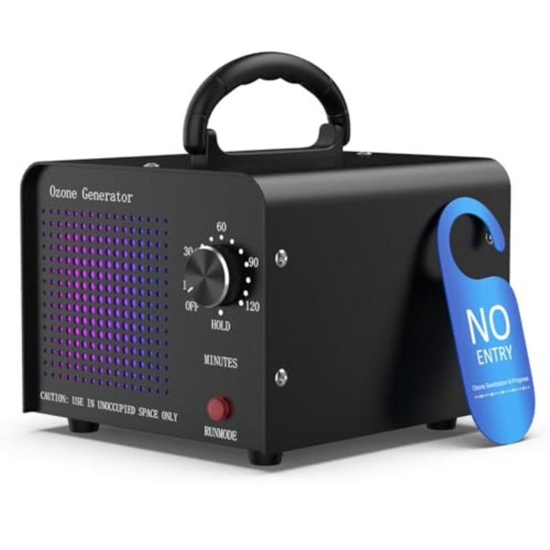 Ozone Generator 60000mg/h for Car and Room Odor Removal, Black Metal Air Purifier with High-Capacity O3 Deodorization - Image 1
