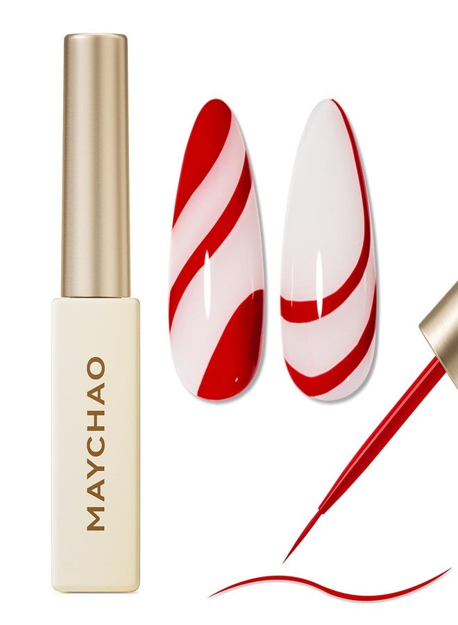 MAYCHAO Red Swirl Gel Liner Nail Art Polish, 8ml Classic Blood Red Gel Color Built-in Thin Brush, UV Light Cure for French Nail Tips DIY Manicure at Home Salon - Image 1