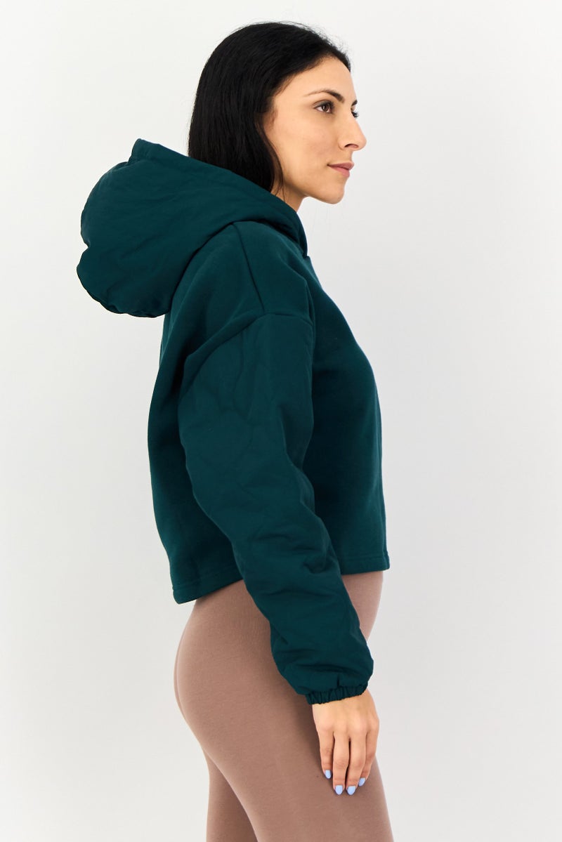 Reebok Women Sportswear Fit Long Sleeve Outdoor Hoodie, Dark Green - Image 3