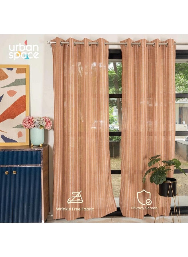 Urban Space Aari Collection Weaved Sheer Curtains for Door 7 feet Long, 40-50% Light Filtering Curtains with Eyelets and TieBack, Set of 2 Decorative Curtains for Living Room (Muddy Pink, 7 feet) - Image 4