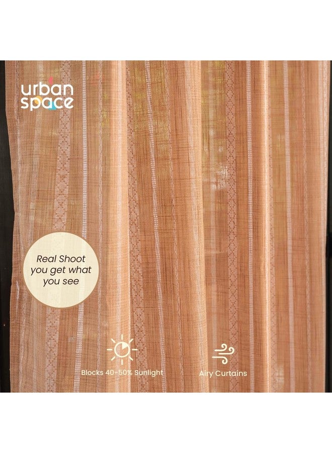 Urban Space Aari Collection Weaved Sheer Curtains for Door 7 feet Long, 40-50% Light Filtering Curtains with Eyelets and TieBack, Set of 2 Decorative Curtains for Living Room (Muddy Pink, 7 feet) - Image 3