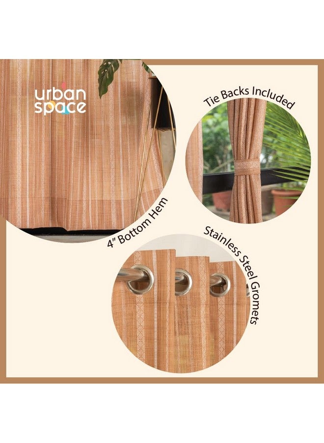 Urban Space Aari Collection Weaved Sheer Curtains for Door 7 feet Long, 40-50% Light Filtering Curtains with Eyelets and TieBack, Set of 2 Decorative Curtains for Living Room (Muddy Pink, 7 feet) - Image 5