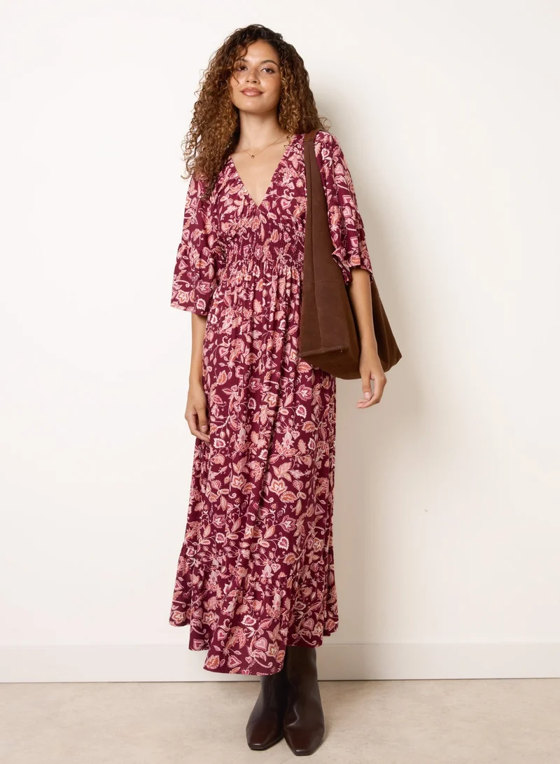 بلو فانيلا Elasticated V Neck Magic Midi Dress