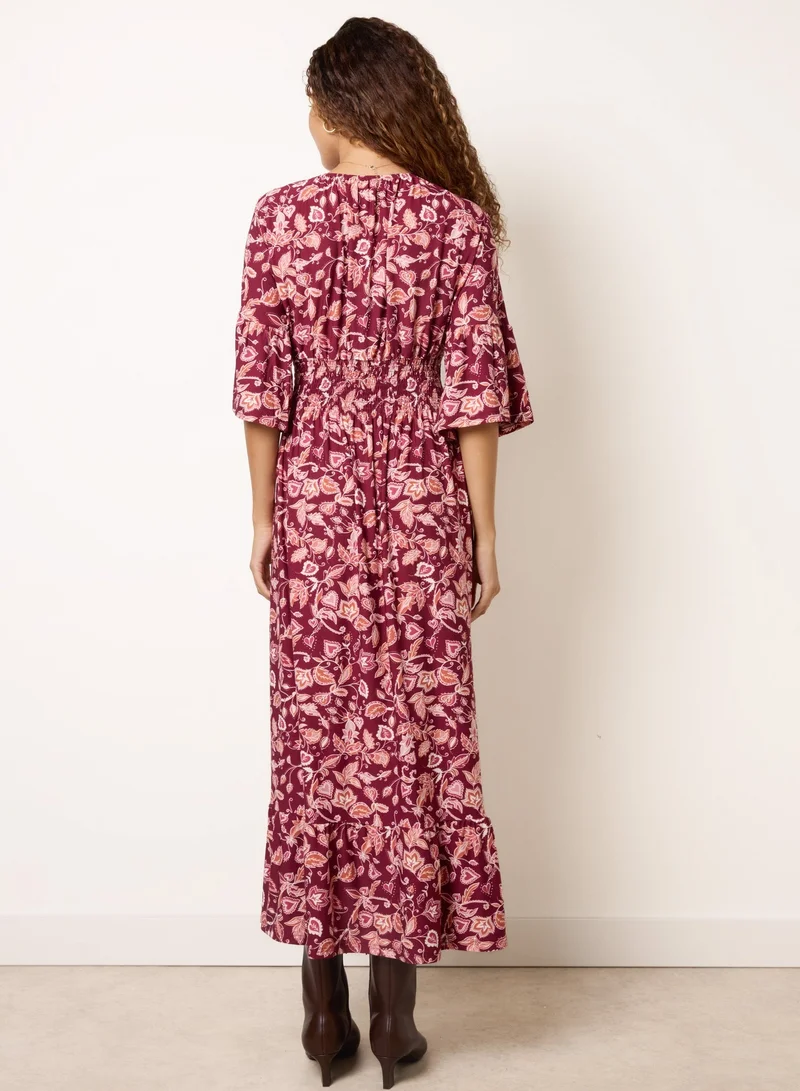 بلو فانيلا Elasticated V Neck Magic Midi Dress