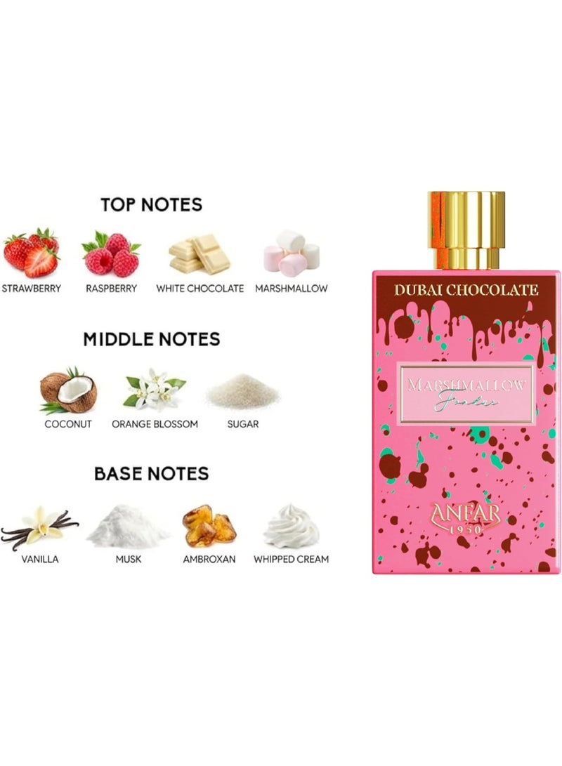 عنفر أنفار دبي شوكولاتة مارشميلو فونديو إكستريت دي بارفان 80 مل – عطر نسائي غورماند حلو يدوم طويلاً مع الشوكولاتة البيضاء والمارشميلو - Image 3