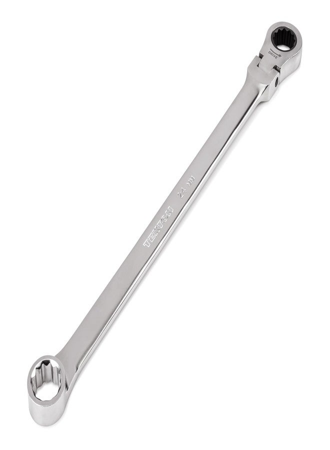 TEKTON 24 mm Long Fixed/Flex Head 12-Point Ratcheting Box End Wrench | WRB35424 - Image 1