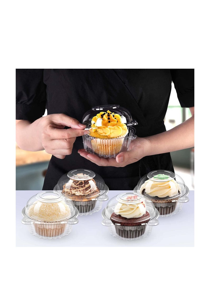 SYOSI Cupcake Holders, Disposable Clear Plastic Single Cupcake Muffin Dome Holders Cases Individual Cupcake Boxes Bulk for Wedding, Party Cake, Muffin, Fruit Salad - Image 4