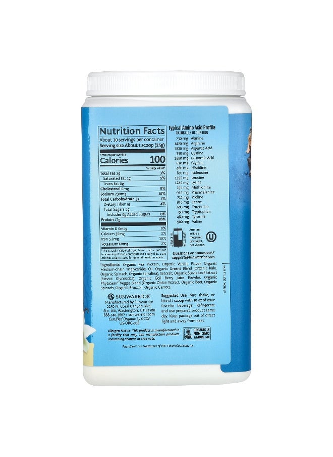 Sunwarrior - Sunwarrior, Warrior Blend, Protein + Greens, Vanilla, 1.65 lb (750 g) - Image 1