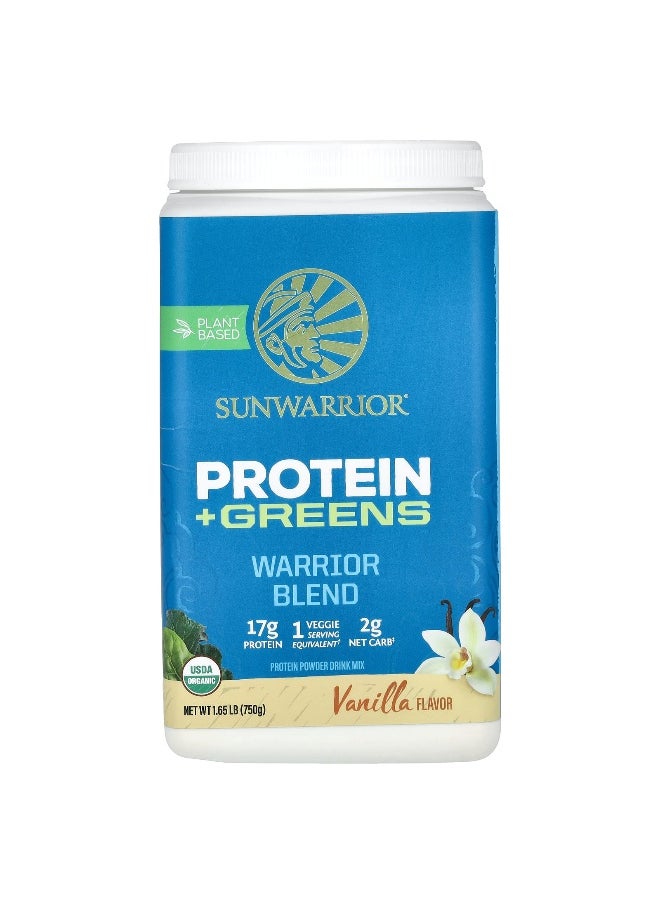 Sunwarrior - Sunwarrior, Warrior Blend, Protein + Greens, Vanilla, 1.65 lb (750 g) - Image 1