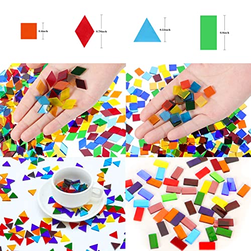 Csdtylh 1100 Pcs Mosaic Tiles, Glass Mosaic Tiles for Crafts Bulk, Stained Mosaic Glass Pieces, Mosaic Supplies for Home Decoration, Art Crafts, DIY Projects, Transparent (Mixed Shape) - Image 2
