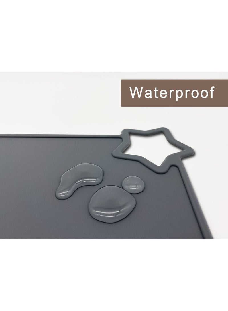2 Packs Silicone Placemats for Kid, Stain Resistant Non-Slip Toddler Food Mats Eating Table Mat (Dark Grey/Light Grey) - Image 4