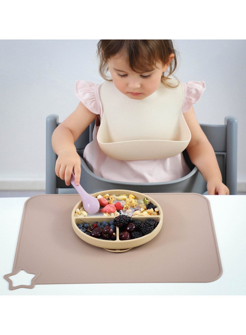 2 Packs Silicone Placemats for Kid, Stain Resistant Non-Slip Toddler Food Mats Eating Table Mat (Dark Grey/Light Grey) - Image 3