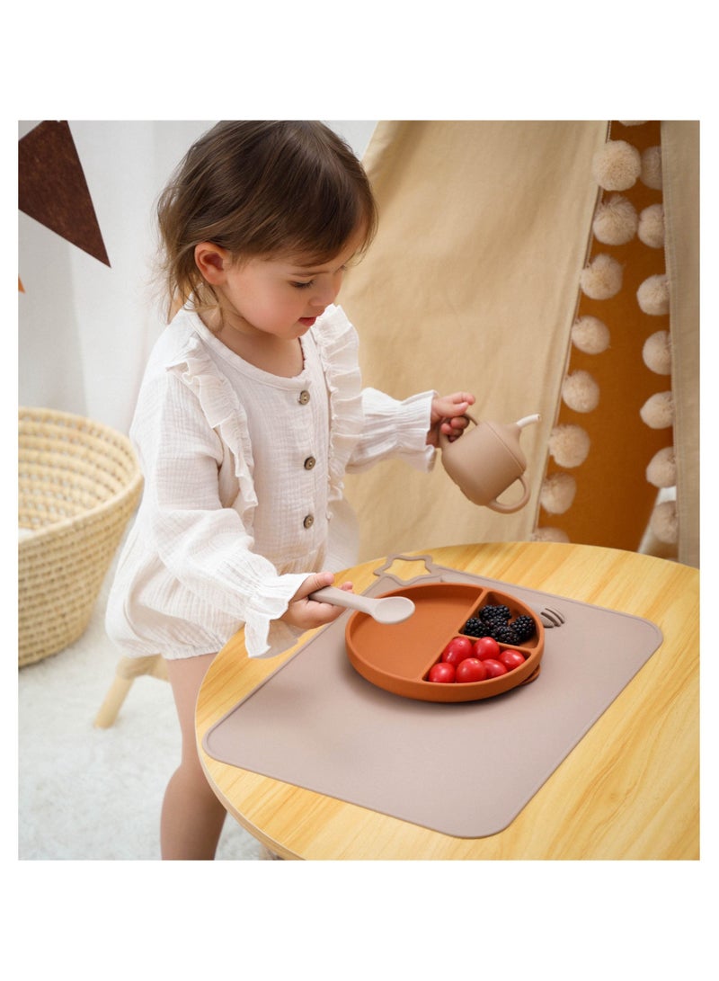 2 Packs Silicone Placemats for Kid, Stain Resistant Non-Slip Toddler Food Mats Eating Table Mat (Dark Grey/Light Grey) - Image 5