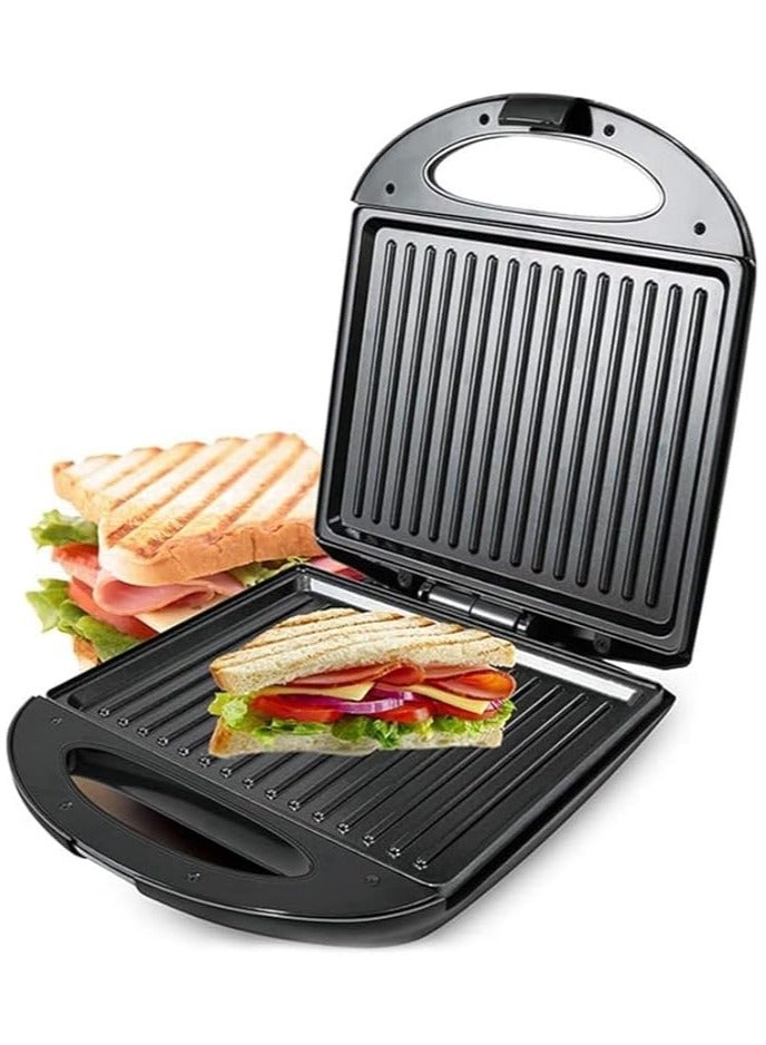 سوبر ويف ماكينة صنع الساندويتشات والشواية الكهربائية 1400 واط مع طبقة غير لاصقة | سخان ساندويتش كهربائي ثنائي شرائح الاتصال مع سطح غير لاصق | ماكينة صنع الساندويتشات والبانيني مع نظام قفل يدوي - Image 1
