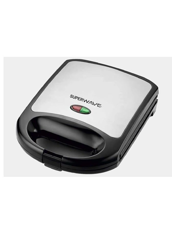 سوبر ويف ماكينة صنع الساندويتشات والشواية الكهربائية 1400 واط مع طبقة غير لاصقة | سخان ساندويتش كهربائي ثنائي شرائح الاتصال مع سطح غير لاصق | ماكينة صنع الساندويتشات والبانيني مع نظام قفل يدوي - Image 2