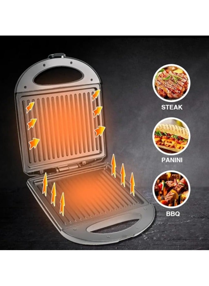 سوبر ويف ماكينة صنع الساندويتشات والشواية الكهربائية 1400 واط مع طبقة غير لاصقة | سخان ساندويتش كهربائي ثنائي شرائح الاتصال مع سطح غير لاصق | ماكينة صنع الساندويتشات والبانيني مع نظام قفل يدوي - Image 3