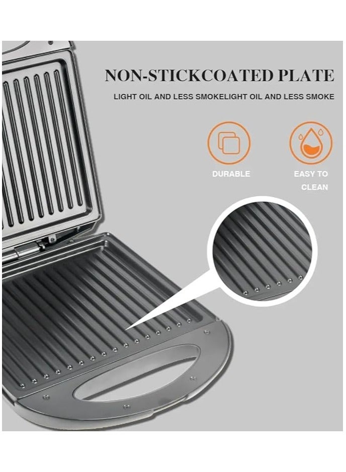 سوبر ويف ماكينة صنع الساندويتشات والشواية الكهربائية 1400 واط مع طبقة غير لاصقة | سخان ساندويتش كهربائي ثنائي شرائح الاتصال مع سطح غير لاصق | ماكينة صنع الساندويتشات والبانيني مع نظام قفل يدوي - Image 4