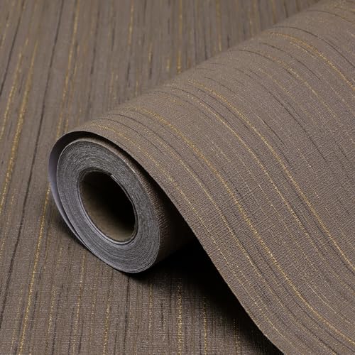 Biyoee Brown Grasscloth Peel and Stick Wallpaper Texture Contact Paper A Set of 157 X 300 SelfAdhesive Linen Removable Wallpaper Cabinets Counter Top Liners - Image 1