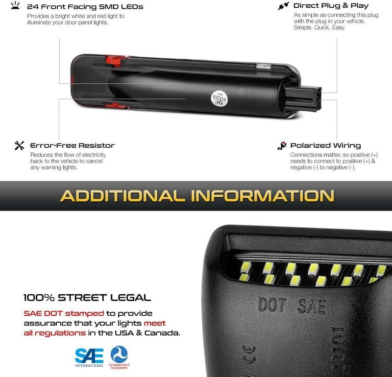 ADIIL Smoked Interior Side Door Panel Courtesy Light Lamp for Chevy GMC C/K Series - Image 4