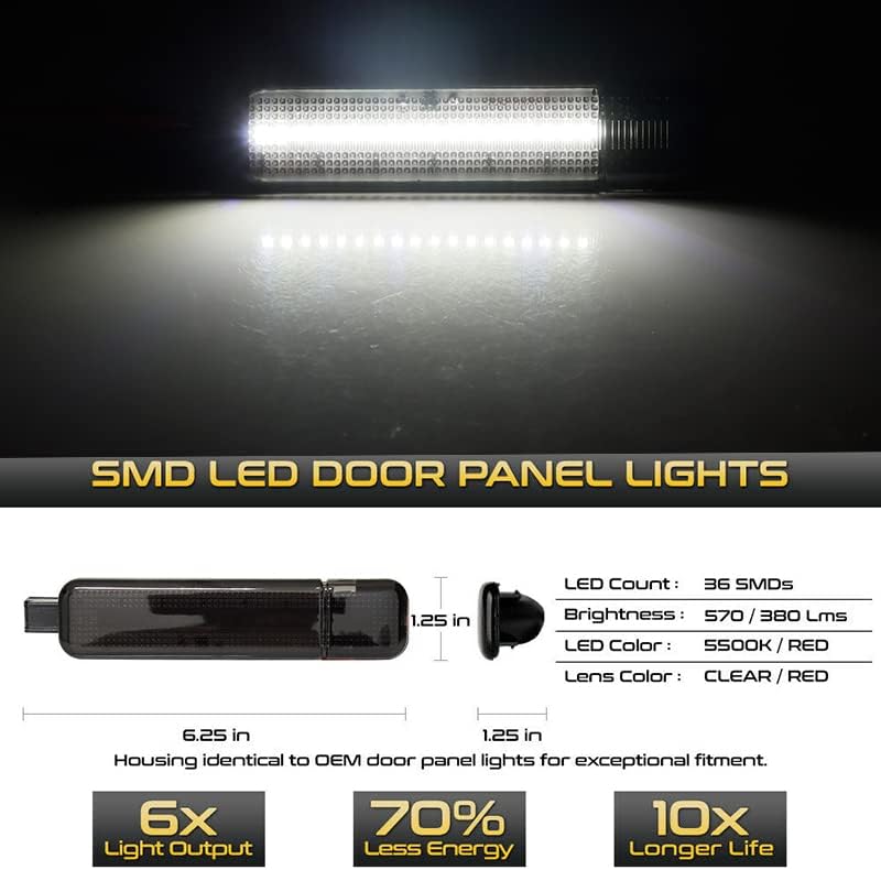 ADIIL Smoked Interior Side Door Panel Courtesy Light Lamp for Chevy GMC C/K Series - Image 5