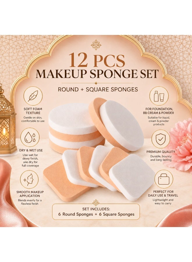 Ucanbe Set of 12 Multicolour Facial Makeup Sponges, Soft Foundation Blenders for Liquid, Cream and Powder Makeup, Wet and Dry Use - Image 4