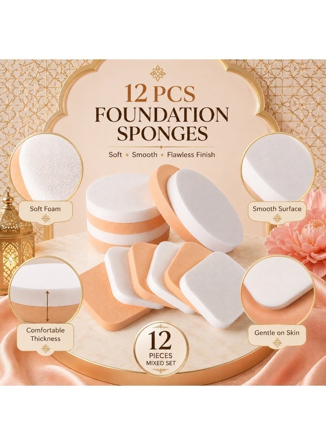 Ucanbe Set of 12 Multicolour Facial Makeup Sponges, Soft Foundation Blenders for Liquid, Cream and Powder Makeup, Wet and Dry Use - Image 3