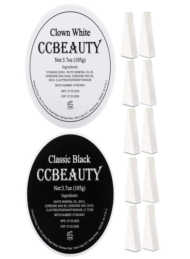 CCbeauty 7.4Oz Halloween Skeleton Makeup, Black and White Face Paint, Large Capacity Professional Face Painting Kit with Sponge, Oil Based Body Paint for Halloween Clown Mime Skull Goth Vampire Makeup - Image 1