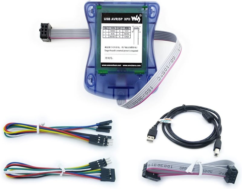 Waveshare AVR Programmer USB AVRISP XPII Compatible with ATMEL at AVR ISP mk2 mkII in-System Programmer Supports AVR Studio 4/5/6/7 Or Higher Version - Image 1