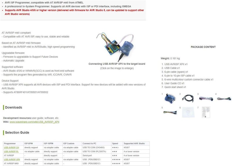 Waveshare AVR Programmer USB AVRISP XPII Compatible with ATMEL at AVR ISP mk2 mkII in-System Programmer Supports AVR Studio 4/5/6/7 Or Higher Version - Image 5