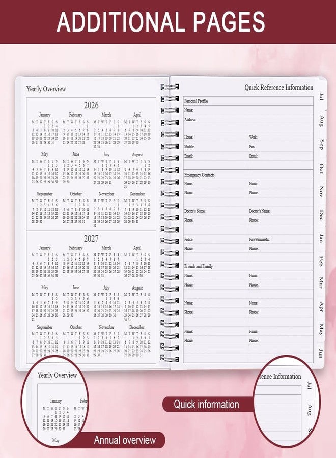 Getvow 2026-2027 Planner - Academic Planner 2026 2027 for Women & Men, July 2026 - June 2027, Monthly and Weekly Calender with 12 Monthly Tabs, 6.4" x 8.5", Pink - Image 4