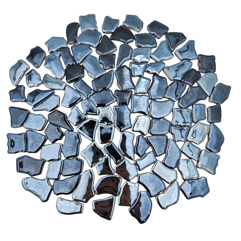 YOZIEMQ 068153 Irregular Ceramic Mosaic Tiles500g11lb Ceramic Mosaic Tiles for CraftsCeramics Mosaic Pieces for Home Decoration or DIY CraftsMosaic Making Supplies Iridescent Pearl Black - Image 2