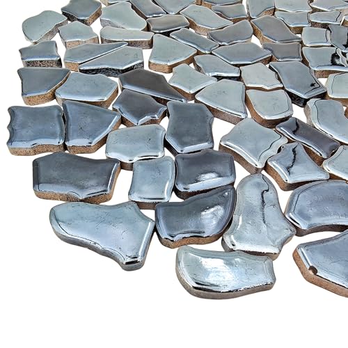 YOZIEMQ 068153 Irregular Ceramic Mosaic Tiles500g11lb Ceramic Mosaic Tiles for CraftsCeramics Mosaic Pieces for Home Decoration or DIY CraftsMosaic Making Supplies Iridescent Pearl Black - Image 3