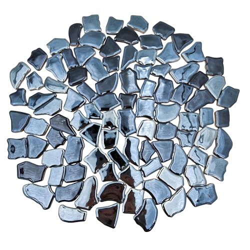 YOZIEMQ 068153 Irregular Ceramic Mosaic Tiles500g11lb Ceramic Mosaic Tiles for CraftsCeramics Mosaic Pieces for Home Decoration or DIY CraftsMosaic Making Supplies Iridescent Pearl Black - Image 1