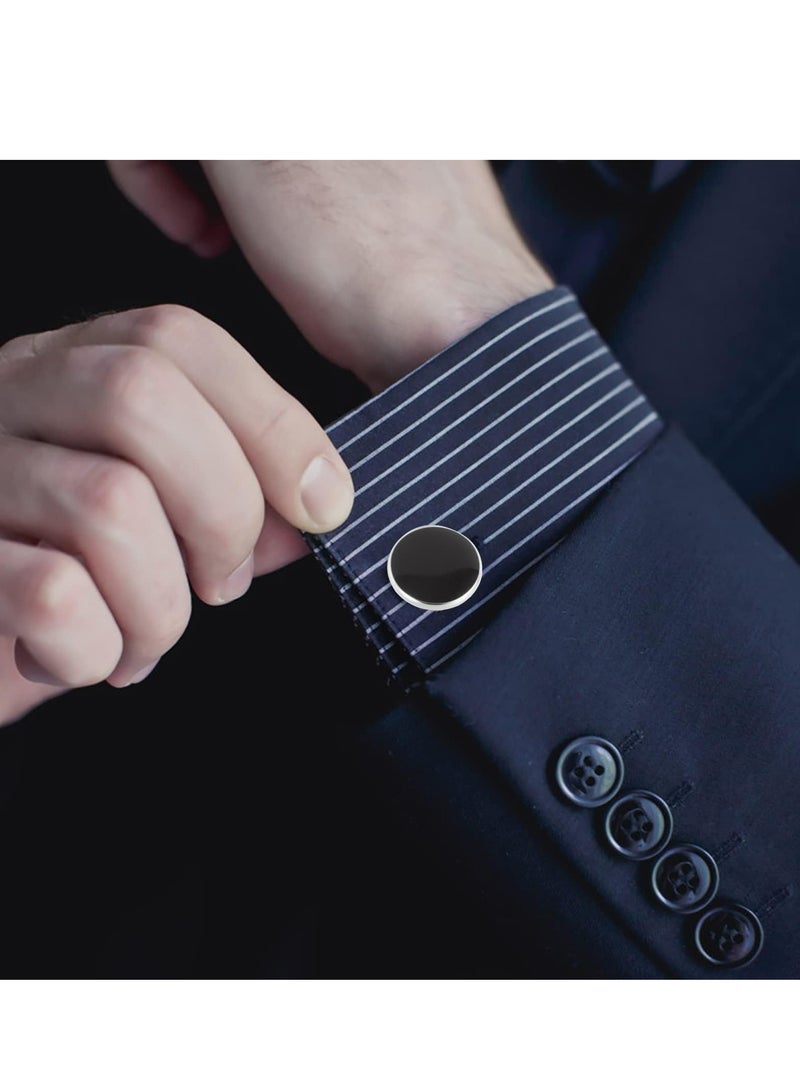 إسكدنيا أزرار أكمام للرجال أزرار أكمام كلاسيكية لقميص زفاف كلاسيكي للرجال أزرار أكمام فضية - Image 5