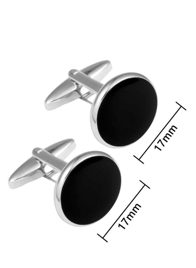 إسكدنيا أزرار أكمام للرجال أزرار أكمام كلاسيكية لقميص زفاف كلاسيكي للرجال أزرار أكمام فضية - Image 2