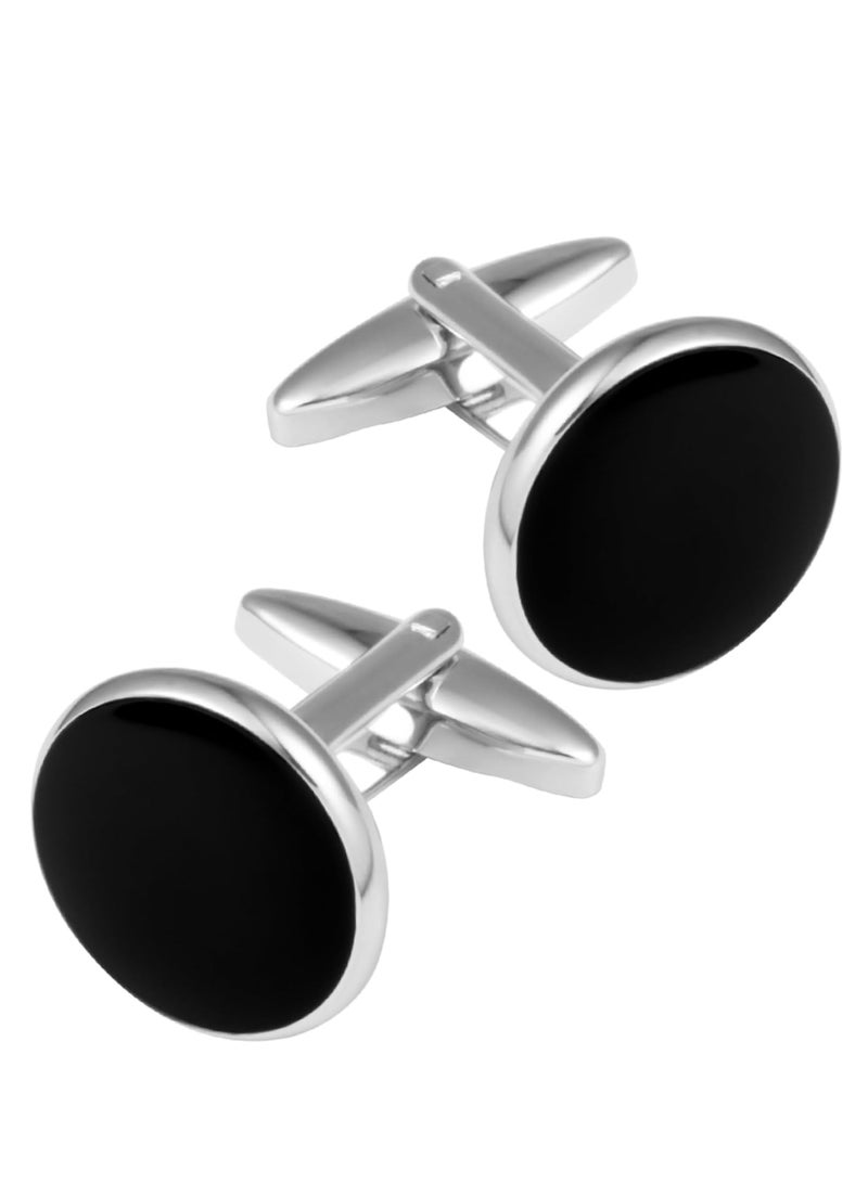 إسكدنيا أزرار أكمام للرجال أزرار أكمام كلاسيكية لقميص زفاف كلاسيكي للرجال أزرار أكمام فضية - Image 1