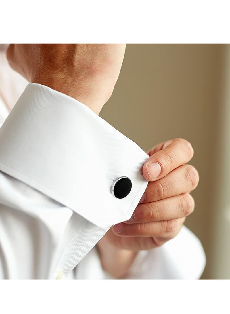 إسكدنيا أزرار أكمام للرجال أزرار أكمام كلاسيكية لقميص زفاف كلاسيكي للرجال أزرار أكمام فضية - Image 4