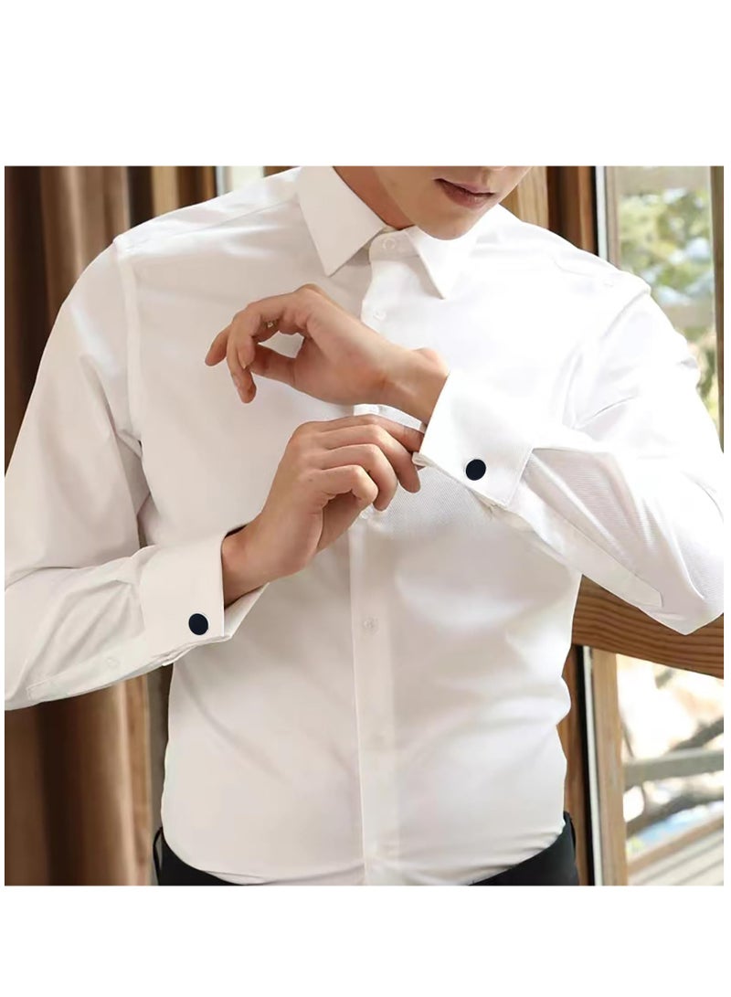 إسكدنيا أزرار أكمام للرجال أزرار أكمام كلاسيكية لقميص زفاف كلاسيكي للرجال أزرار أكمام فضية - Image 3