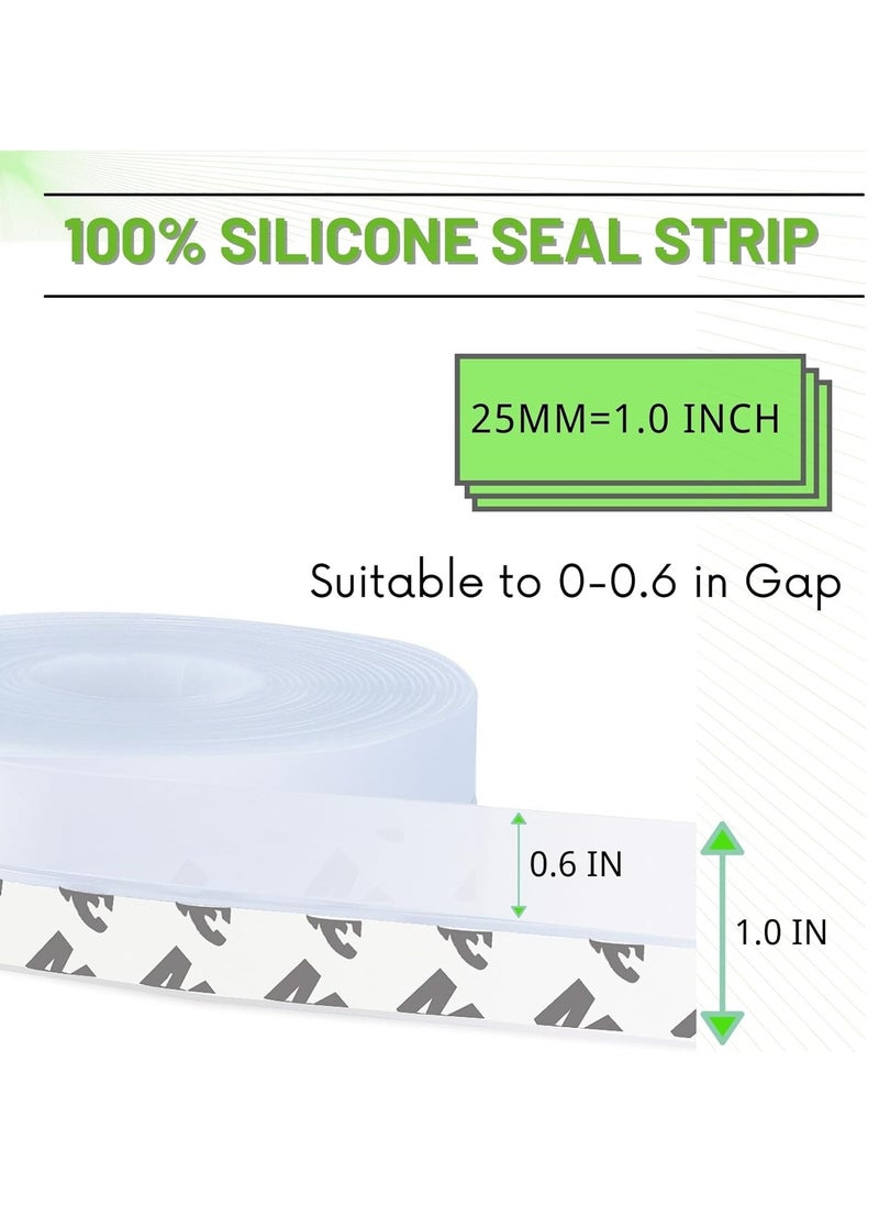 T NEWFUN Weather Stripping, Silicone Door Seal Strip Door, Window, Transparent 16 Feet Long (Width 25mm)  - Image 2