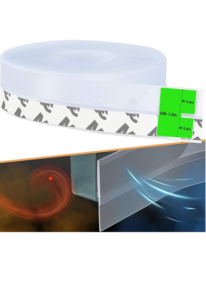 T NEWFUN Weather Stripping, Silicone Door Seal Strip Door, Window, Transparent 16 Feet Long (Width 25mm)  - Image 1