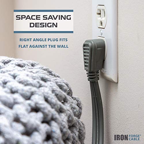 Iron Forge Cable 6 ft Appliance Extension Cord Gray 14/3 Heavy Duty - Flat Plug & Flat Cable 15 Amp 3 Prong SPT-3 for Major Home Appliances, 14 AWG - Image 4