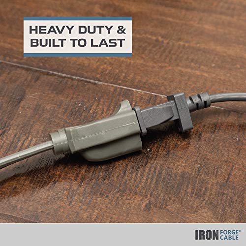 Iron Forge Cable 6 ft Appliance Extension Cord Gray 14/3 Heavy Duty - Flat Plug & Flat Cable 15 Amp 3 Prong SPT-3 for Major Home Appliances, 14 AWG - Image 3