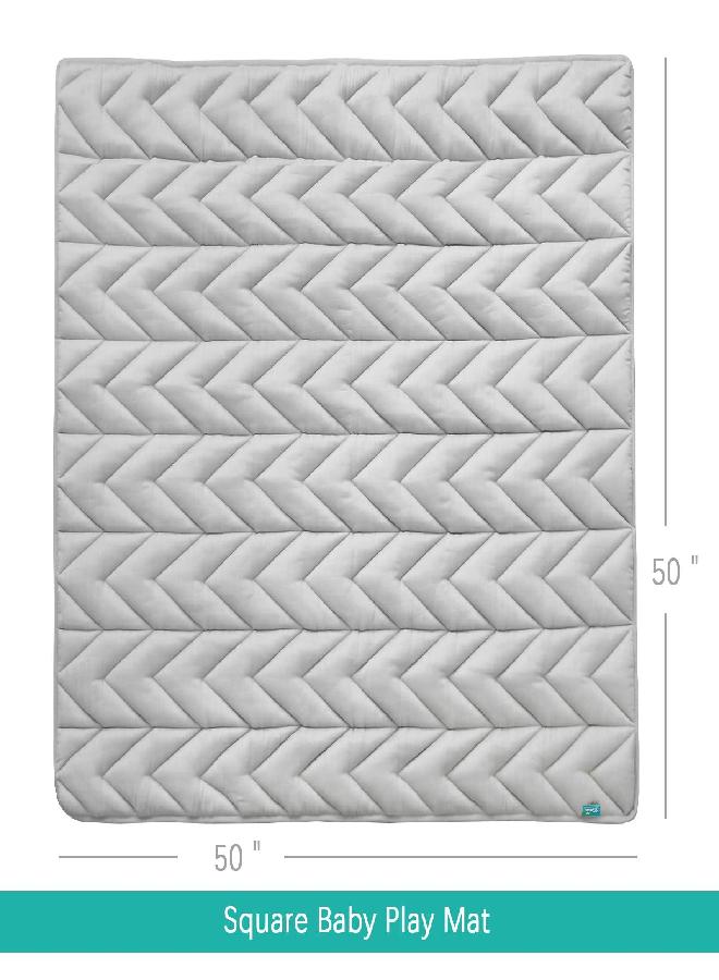 Biloban 50x50 Play Mat for Playpen, Muslin Baby & Kids Play Mat, Mat for Baby to Play on Floor, Toddler Play Mat Fits for LIAMST & TODALE 50×50 Playpen, Non Slip Cushioned Crawling Mat, Grey - Image 3