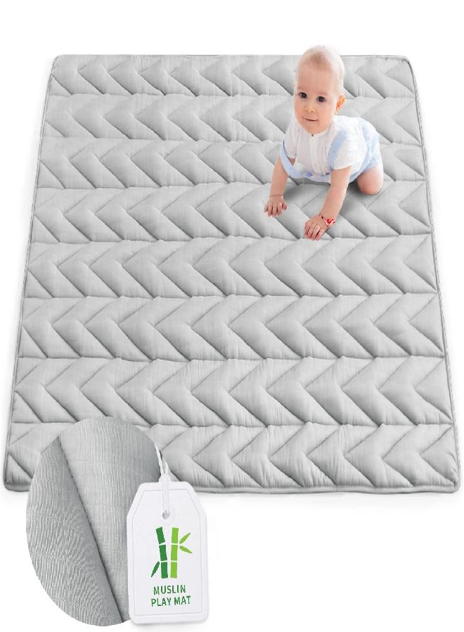 Biloban 50x50 Play Mat for Playpen, Muslin Baby & Kids Play Mat, Mat for Baby to Play on Floor, Toddler Play Mat Fits for LIAMST & TODALE 50×50 Playpen, Non Slip Cushioned Crawling Mat, Grey - Image 1